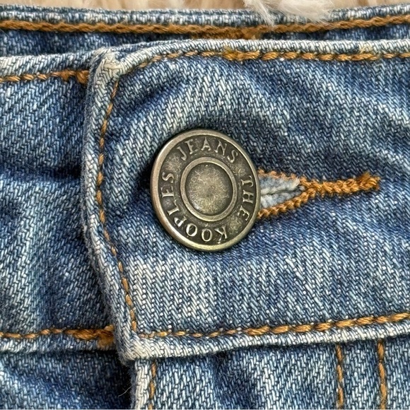 The Kooples Jeans denim distressed knee length skirt back slit SZ 25 blue pencil - Picture 3 of 7